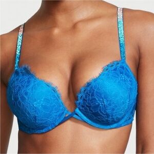 Victoria’s Secret Bombshell Adds 2 Cups Ombre Shine Strap Push Up Bra 34B NWT